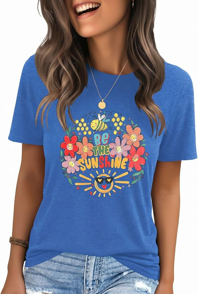 Womens Graphic Tees Casual Summer Short Sleeve Vintage T Shirts Tops | Amazon (US)