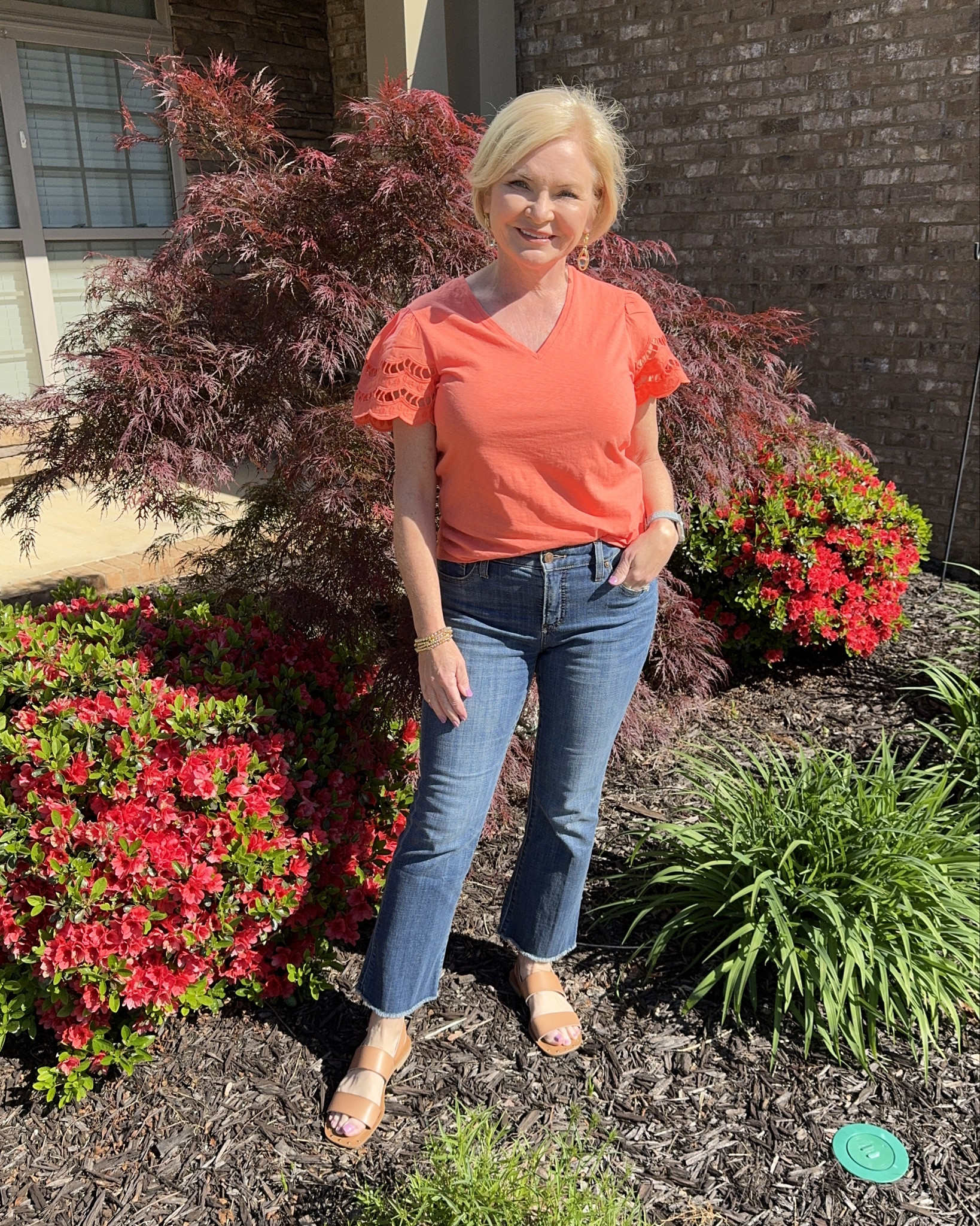 SALE ALERT! All Chico's denim is 25% off today! My favorites are the girlfriend so slimming ankle kick flares, wearing them here in blue & No-Stain white! I wear these in a Chico size 00 (equivalent to a 2).  Chico's jeans run big, so size down if you like a snug fit. 

Jeans
Denim sale
Ankle crop jeans
Spring outfit
Casual outfit
Petite 
Over 50

#LTKstyletip #LTKsalealert #LTKover40