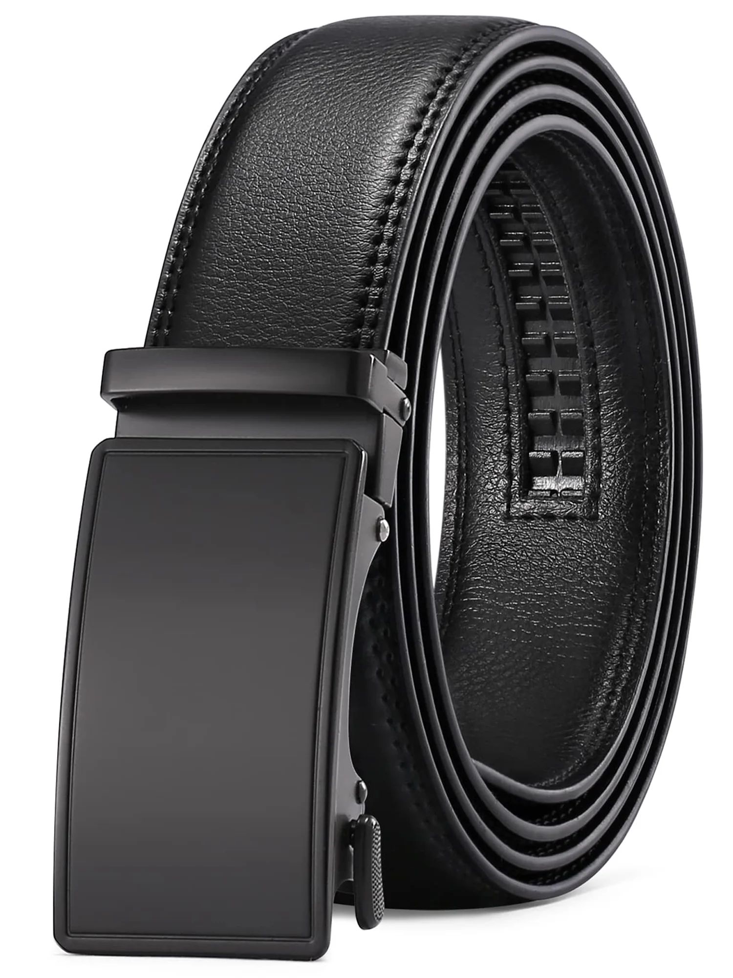 Sendefn Men's Leather Belt Automatic Ratchet Buckle Slide Belt for Dress Casual Trim to Fit with ... | Walmart (US)