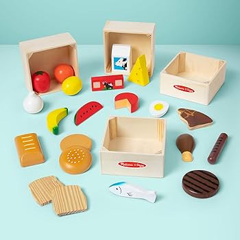 Melissa & Doug Food Groups - 21 Hand-Painted Wooden Pieces and 4 Crates | Amazon (US)