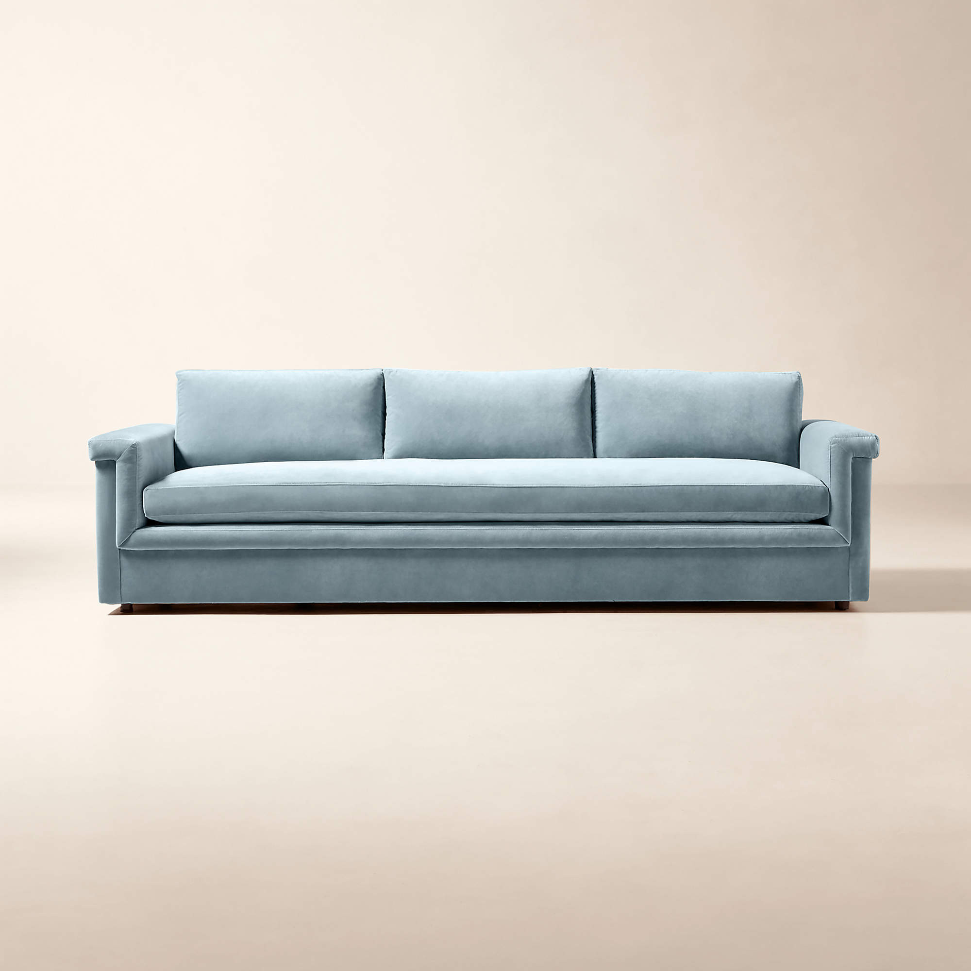 Ceva 103" Light Blue Performance Velvet Sofa + Reviews | CB2 | CB2