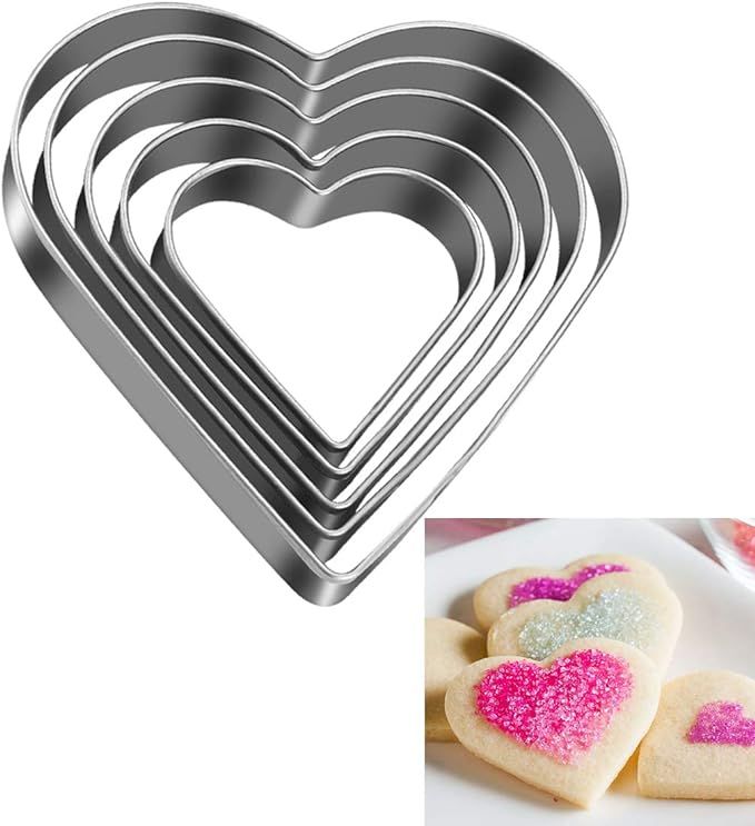 Tmflexe Love Heart Cookie Cutter, Pack of 5… | Amazon (US)