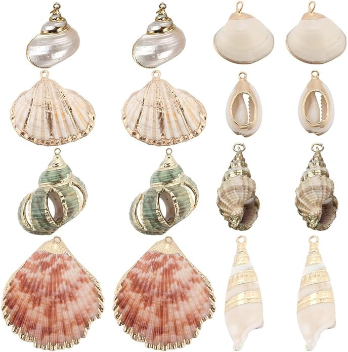 SUNNYCLUE 1 Box Shell Charms Natural White Cowrie Seashells Charm Conch Shells Electroplated Char... | Amazon (US)