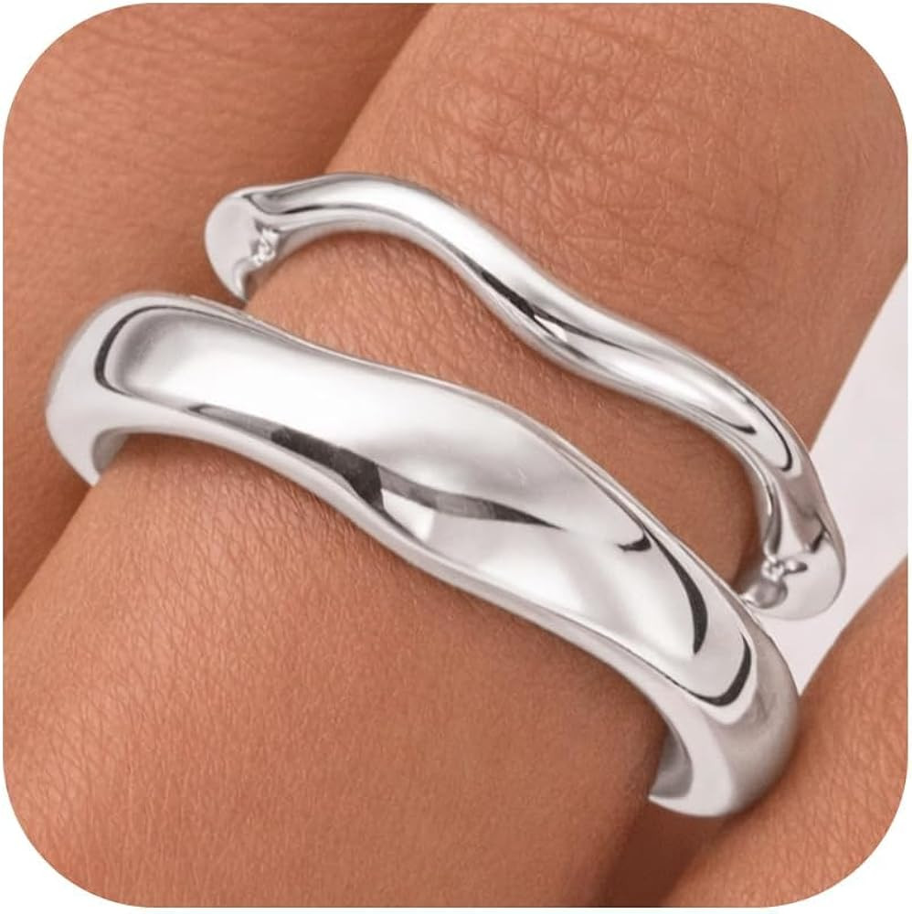 Gold Rings for Women Non Tarnish, Waterproof Chunky 14K Gold Plated Stackable Rings Trendy Statem... | Amazon (US)