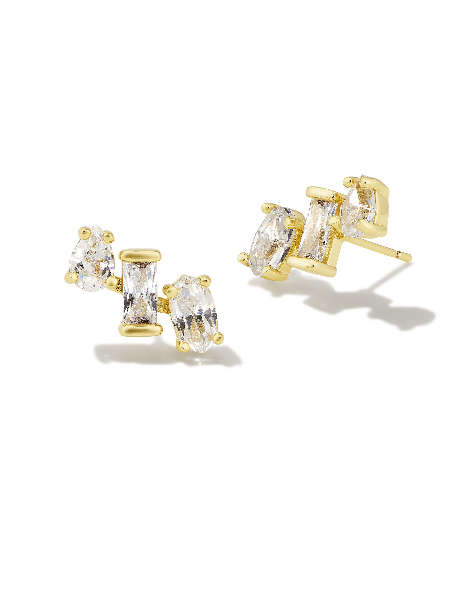 Mayel Gold Ear Climber Earrings in White Crystal | Kendra Scott