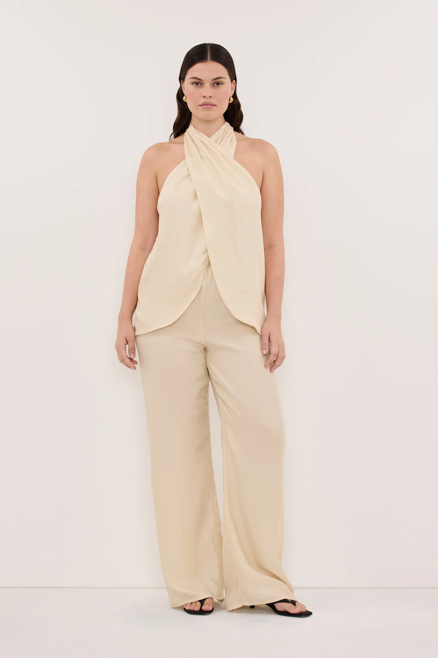 ADDIE STRAW CUPRO HALTER TOP | DISSH