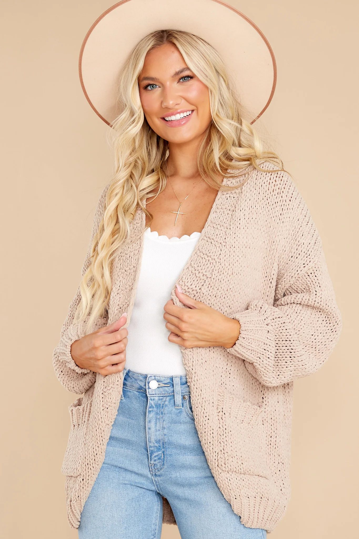The Right Moment Taupe Knit Cardigan | Red Dress 