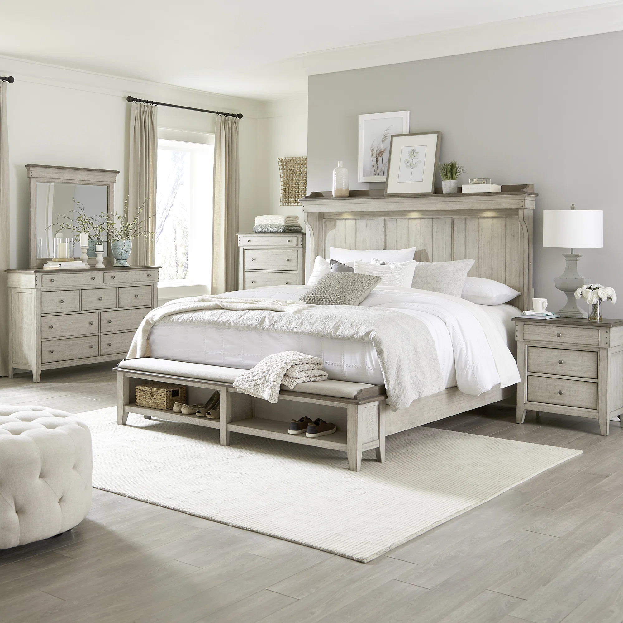 Cathleen King Mantle Storage Bed, Dresser & Mirror, Chest, Nightstand Set | Wayfair North America