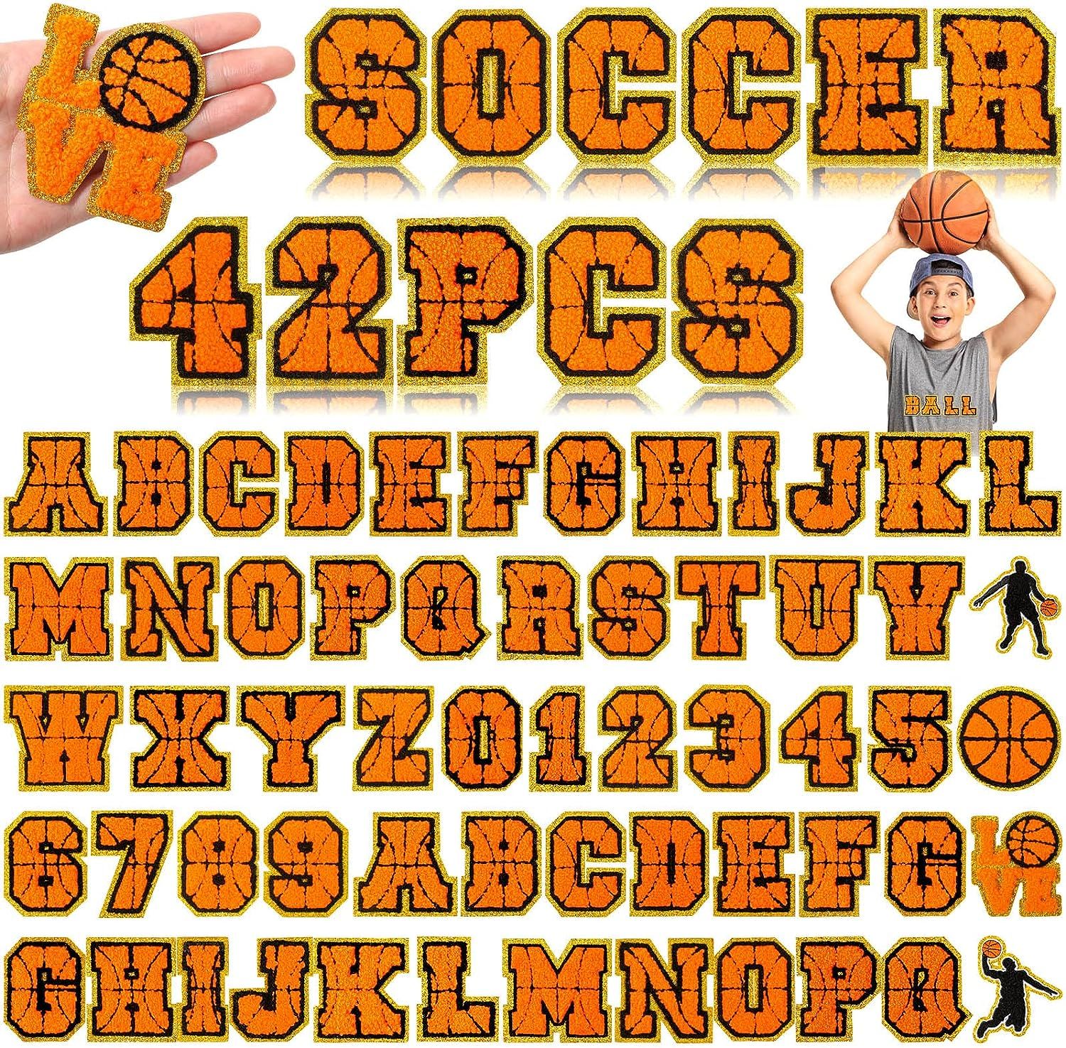 42 Pcs Basketball Patches Chenille Letter Iron on Patches A-Z Alphabet 0-9 Number Patches (Basket... | Amazon (US)