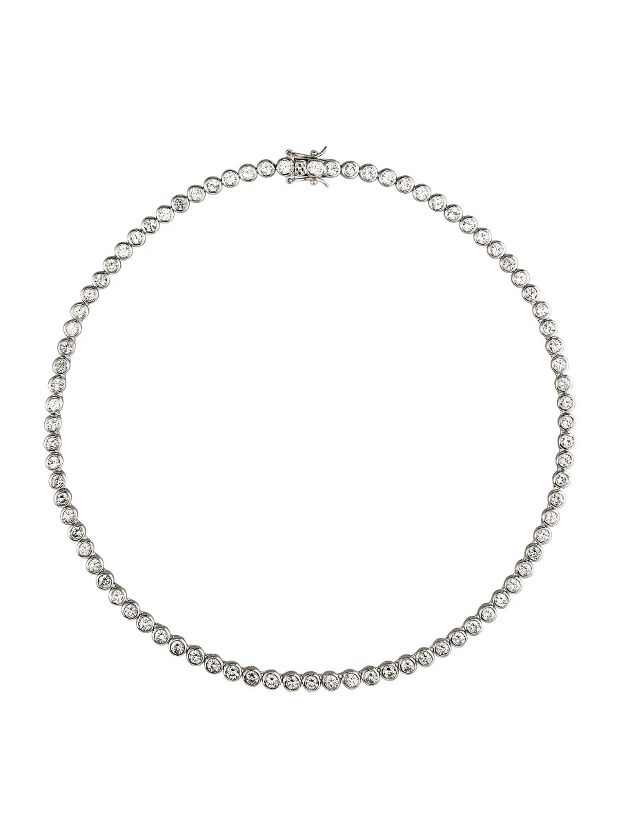 JAMES BEZEL, LAB-GROWN WHITE SAPPHIRE SILVER RIVIERE NECKLACE | Dorsey