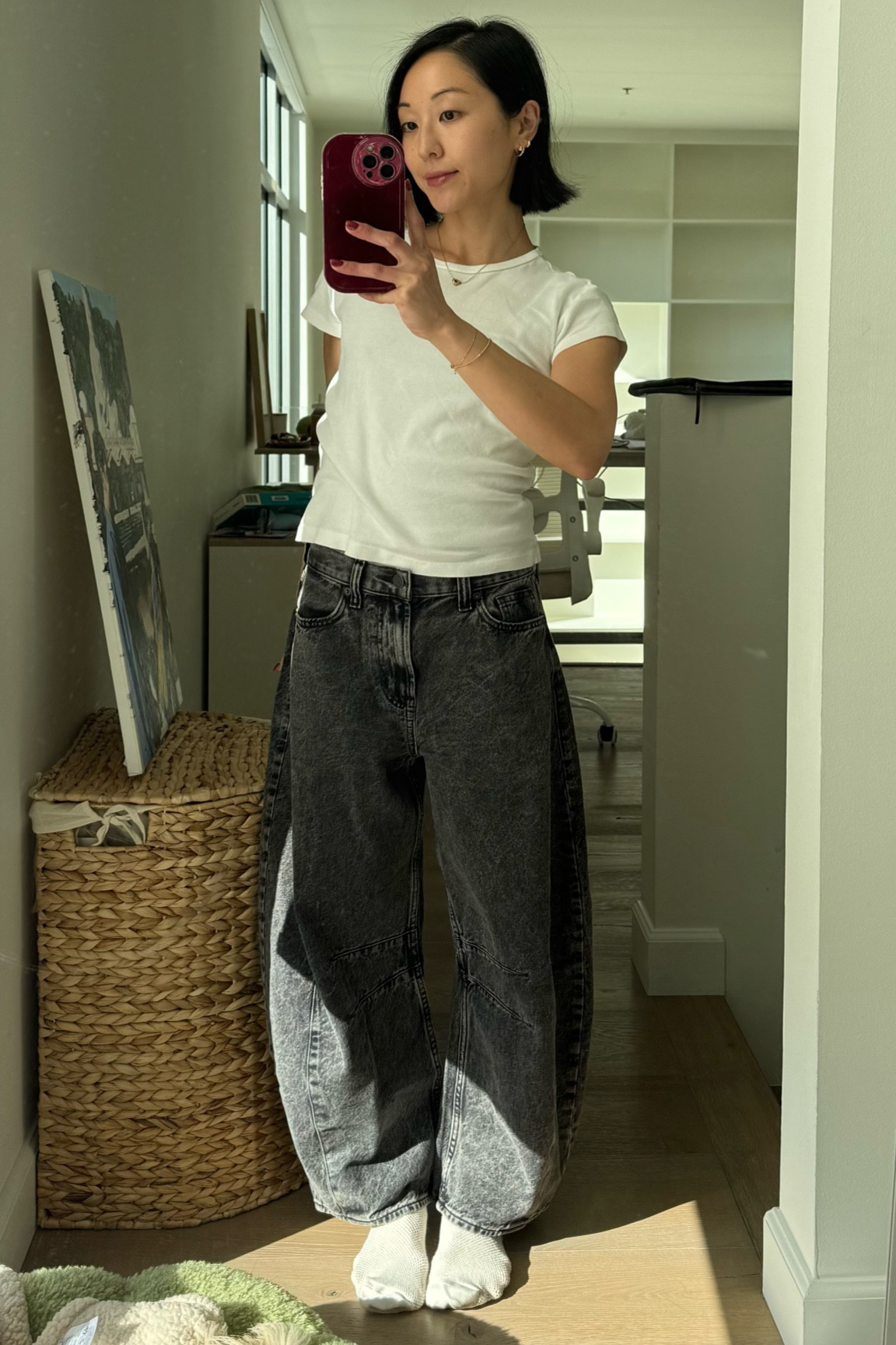 comfiest baggy jeans. low rise and actually so flattering! i am 4'11" and wearing a size 25 Petite 

#LTKSaleAlert