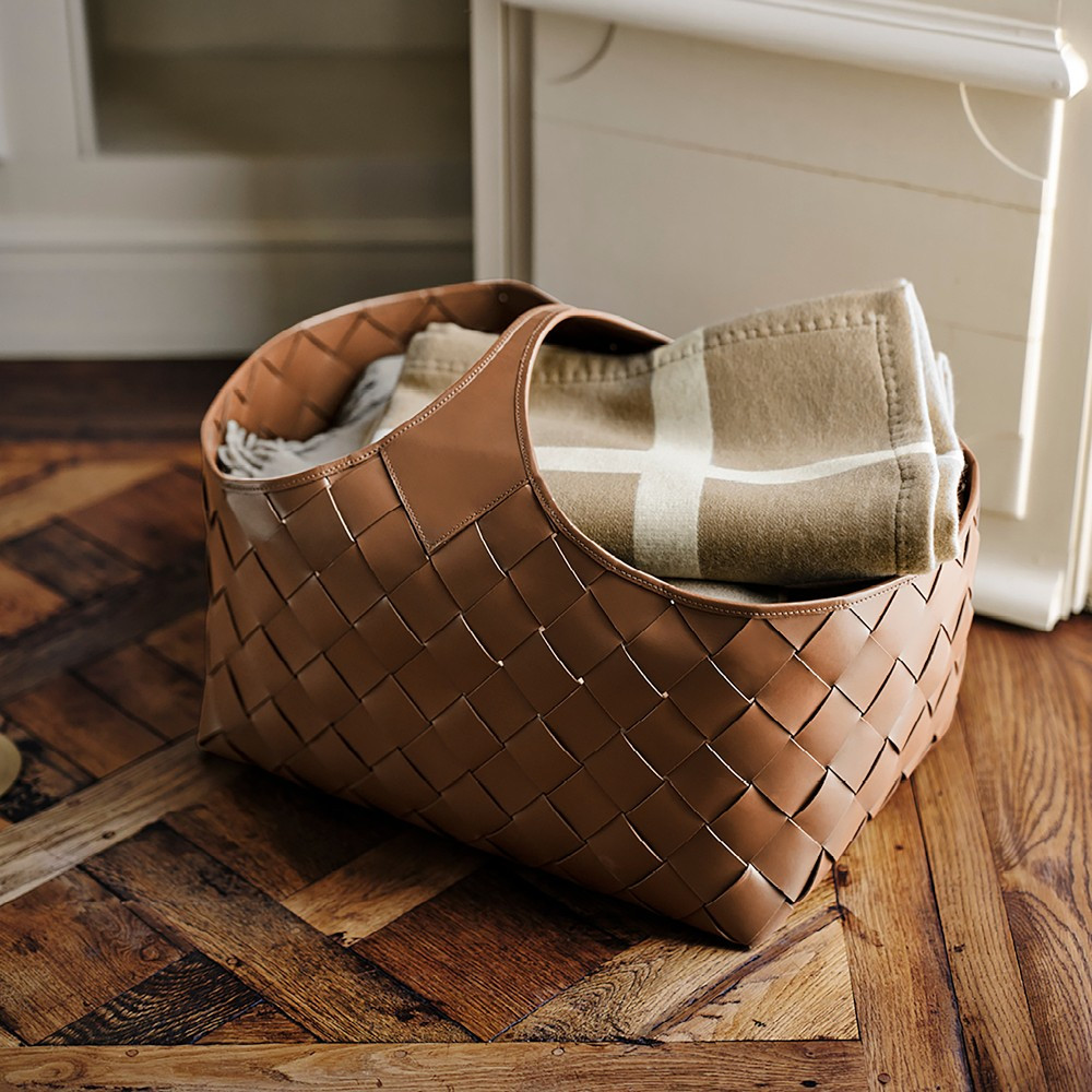 Adheira Leather Woven Basket | Williams-Sonoma
