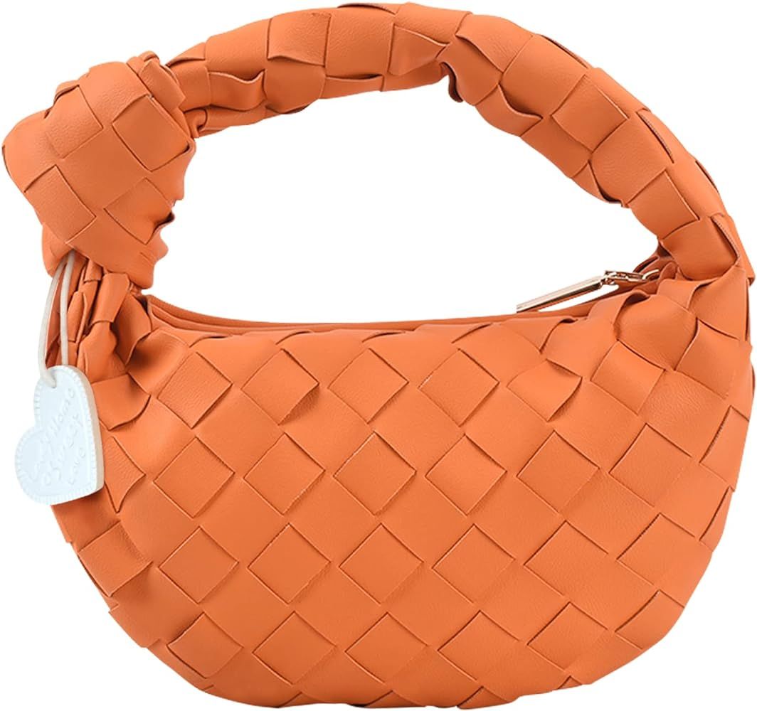 Womens Luxury Knoted Woven Handbag Cute Clutch Purse Fashion PU Leather Shoulder Bag Crossbody Hobo  | Amazon (US)