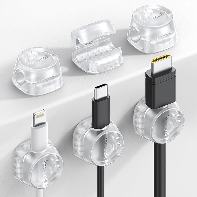 6Pack Cord Organizer [1s Lock] Spring Cable Holder Clips - Lamicall Desk Cord Management Clips, S... | Amazon (US)
