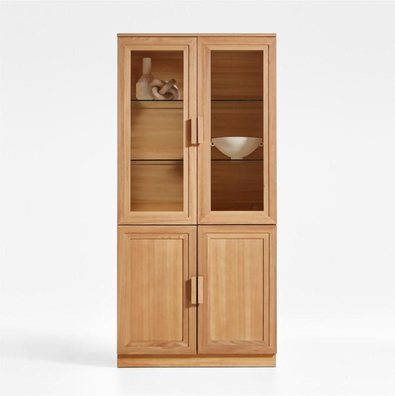 Calypso Natural Elm Modular Wood-Door Base and Glass-Door Bookshelf Hutch + Reviews | Crate & Bar... | Crate & Barrel