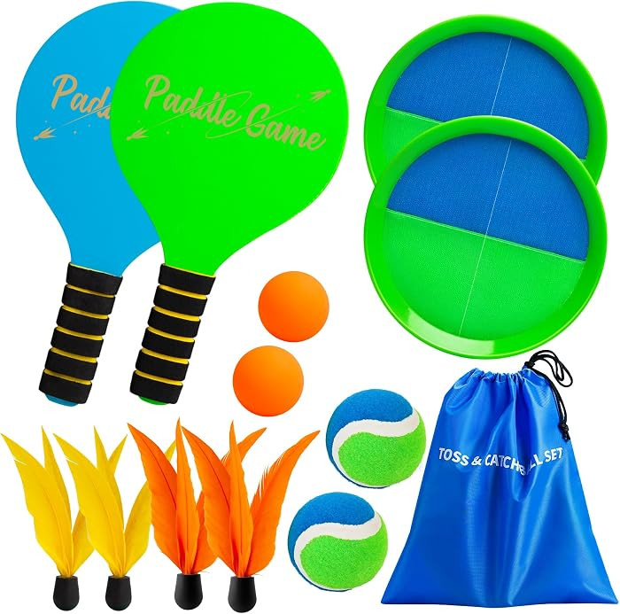 2-in-1 Beach Paddle Ball and Toss Catch Ball Game Set, Summer Outdoor Toys for Kids Adults, Family Yard Lawn Beach Pool Park Games, Outside Sports Gifts for Boys Girls 3 4 5 6 7 8 9 10 11 12 | Amazon (US)