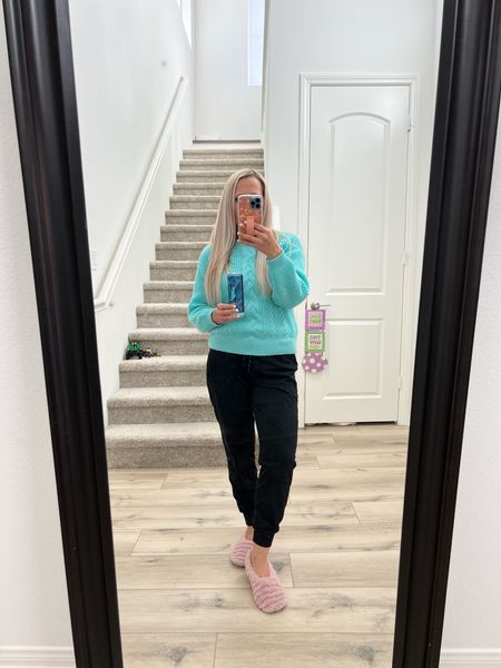 Spring break momlife fit! These are the most comfortable and flattering joggers ever! (Sweater is from Target - kids size XL)! 😉 The slippers are $8 and are my favorite! 

#LTKActive #LTKxTarget #LTKworkwear