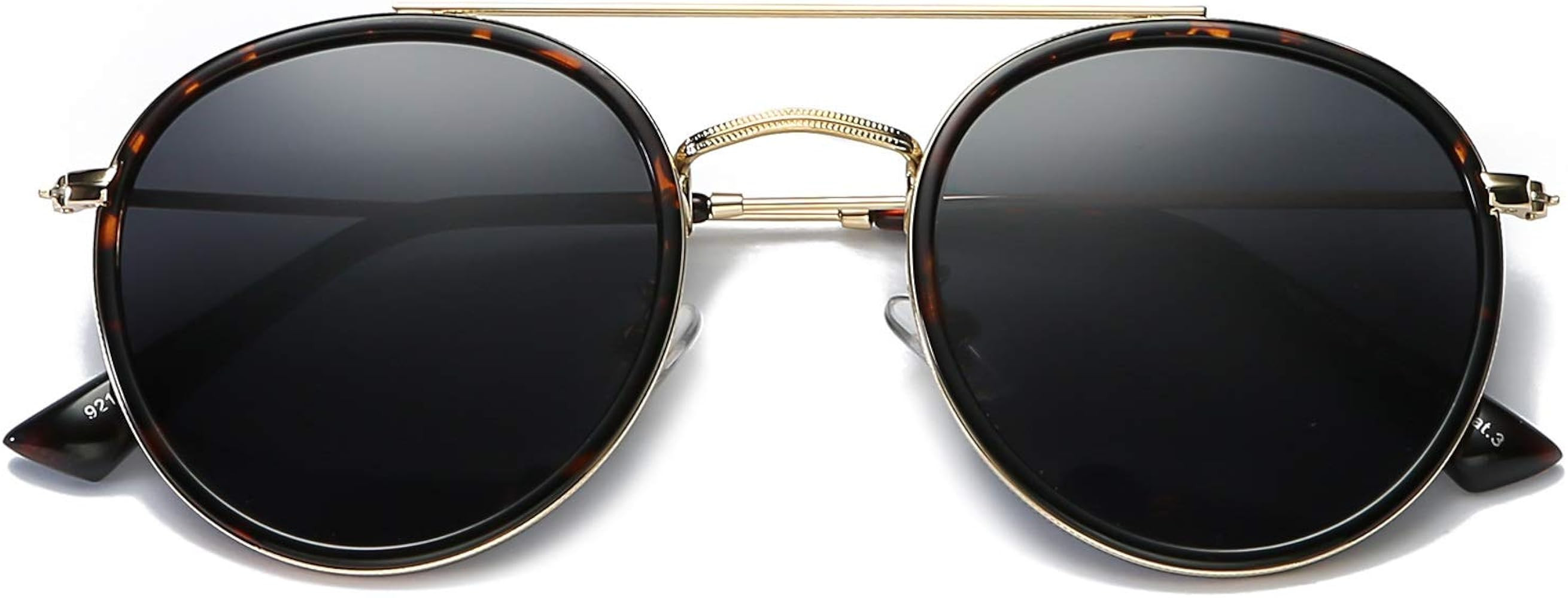 DUSHINE Small Round Double Bridge Sunglasses For Women Men Polarized 100% UV Protection | Amazon (US)