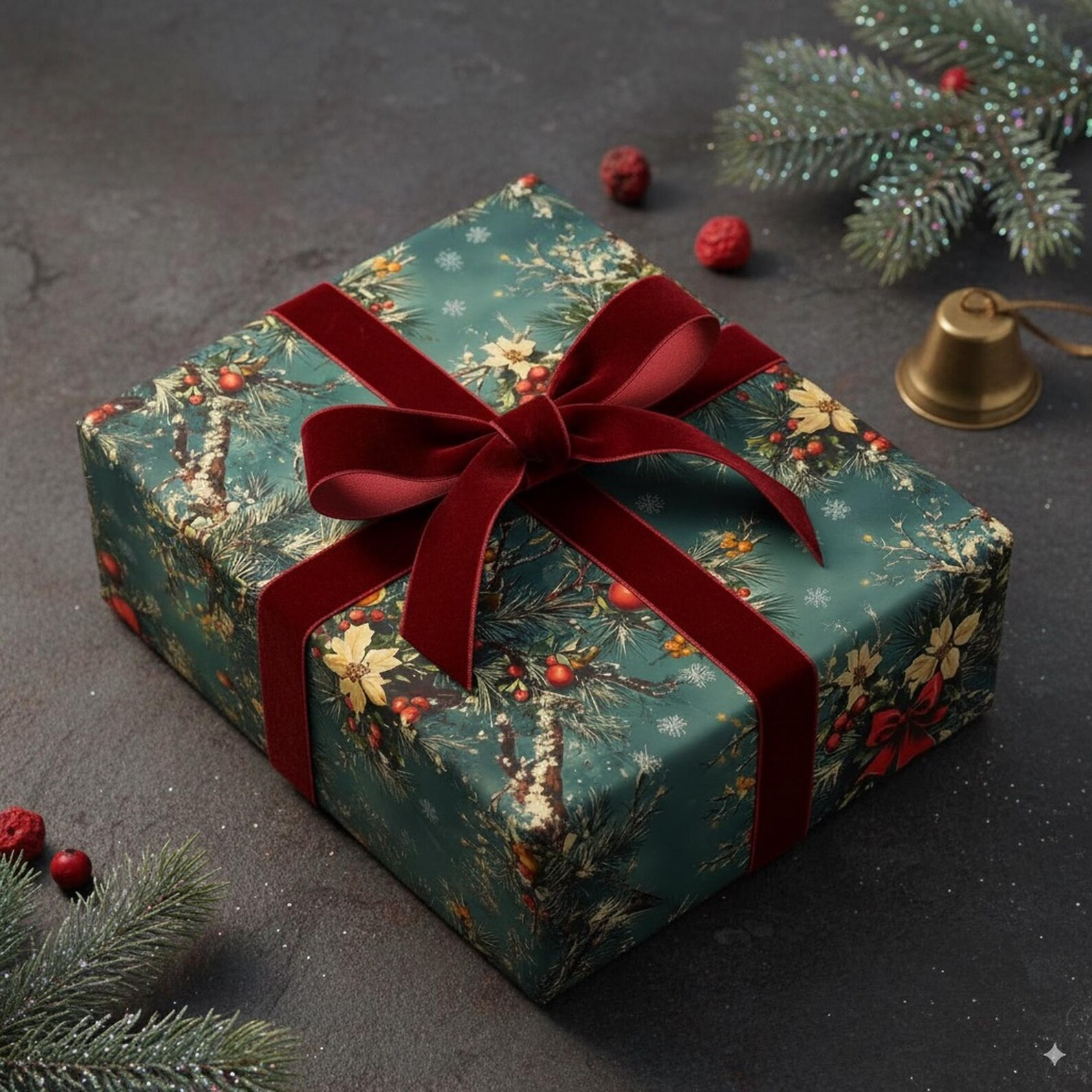 1920s Vintage Christmas Wrapping Paper Holiday Gift Wrap Christmas Gift Wrap Pinecone Berry Bow P... | Etsy (US)
