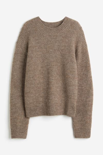 Rib-knit Sweater - Dark beige melange - Ladies | H&M US | H&M (US)