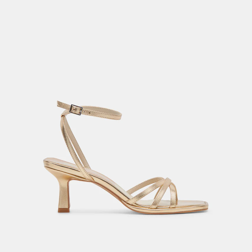 MANJI HEELS LIGHT GOLD METALLIC LEATHER | DolceVita.com