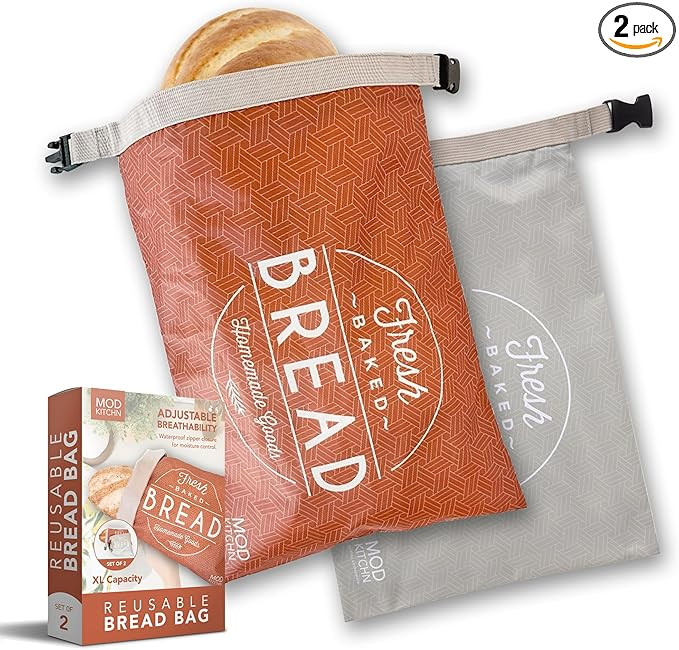 Reusable Bread Bags for Homemade Bread, 2-Pack XL Sourdough Bread Bags, Freezer Safe Bread Contai... | Amazon (US)