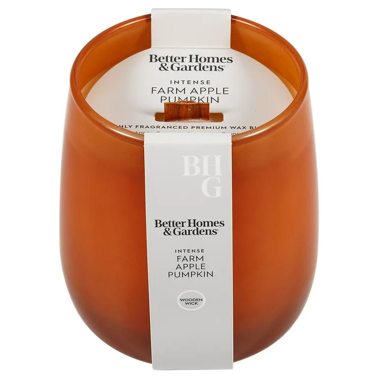 Better Homes & Gardens Intense Farm Apple Pumpkin Scented Wooden Wick Glass Jar Candle 14.5oz | Walmart (US)