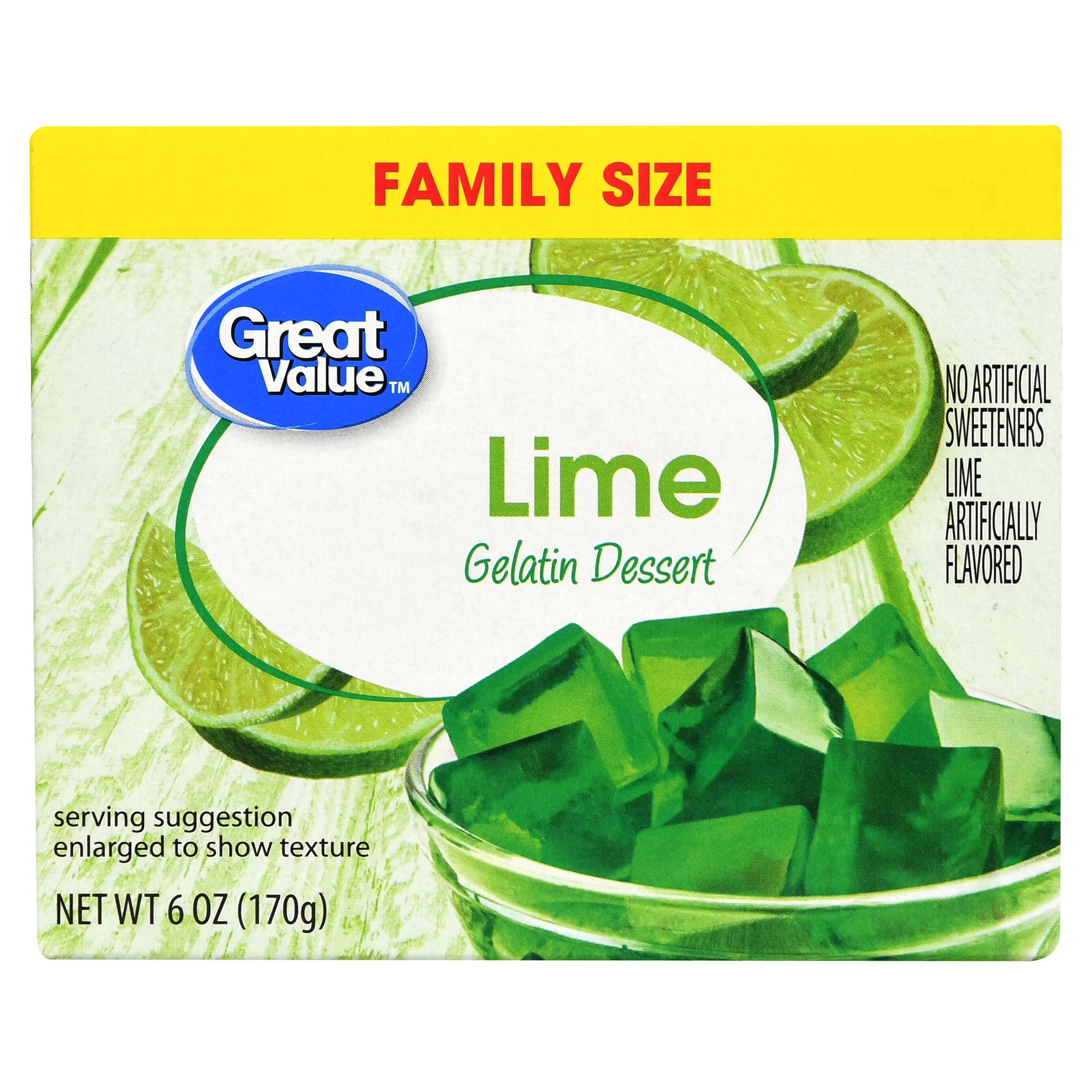 Great Value Gelatin Dessert Family Size Lime, 6 oz | Walmart (US)
