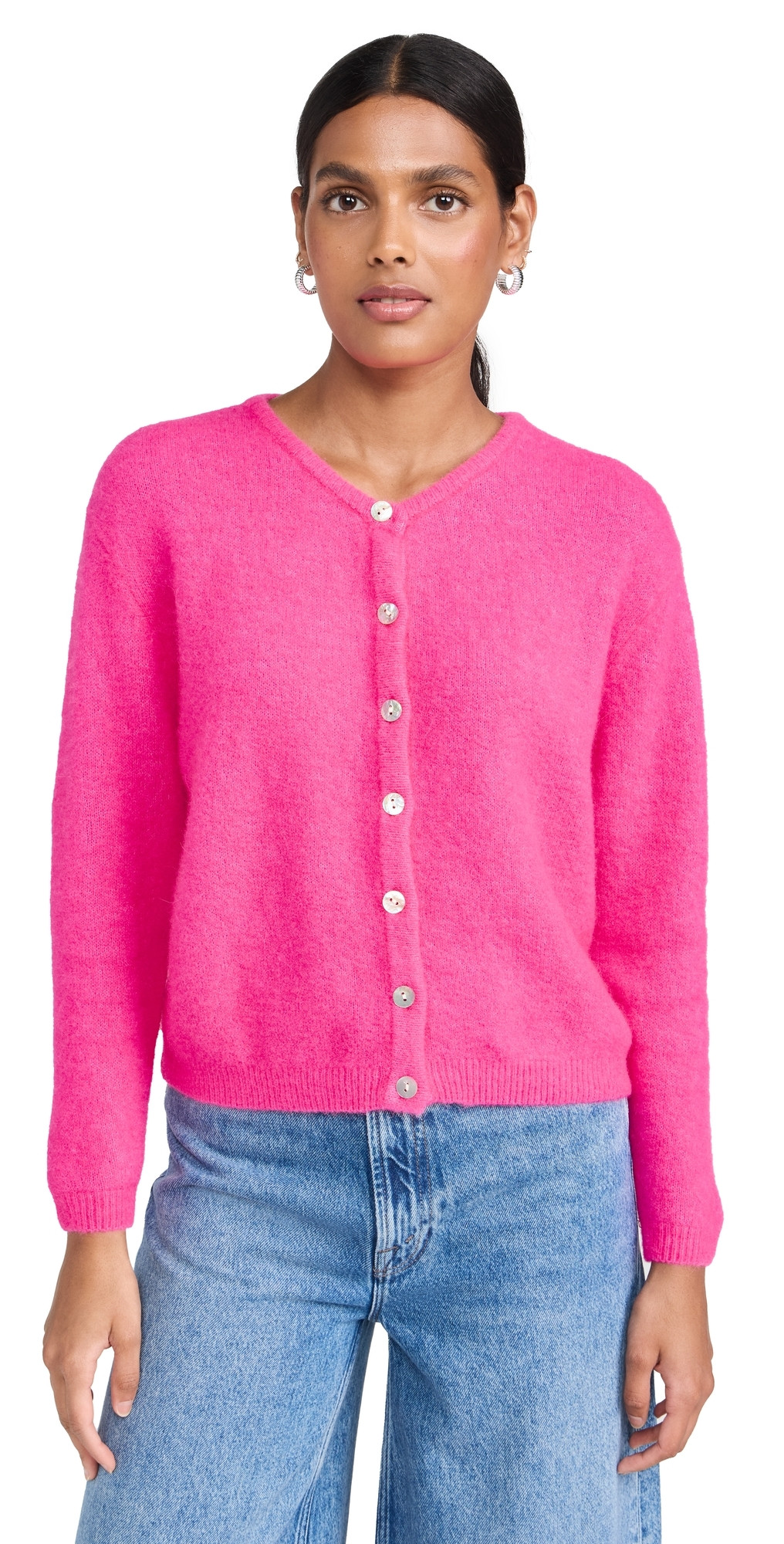 American Vintage Vitow Cardigan Rose Fluo Chine M | Shopbop
