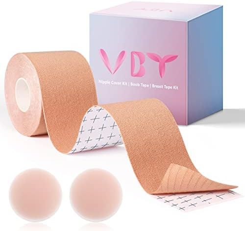 Boob Tape - Breast Lift Tape, Body Tape for Breast Lift w 2 Pcs Silicone Breast Reusable Adhesive... | Amazon (US)