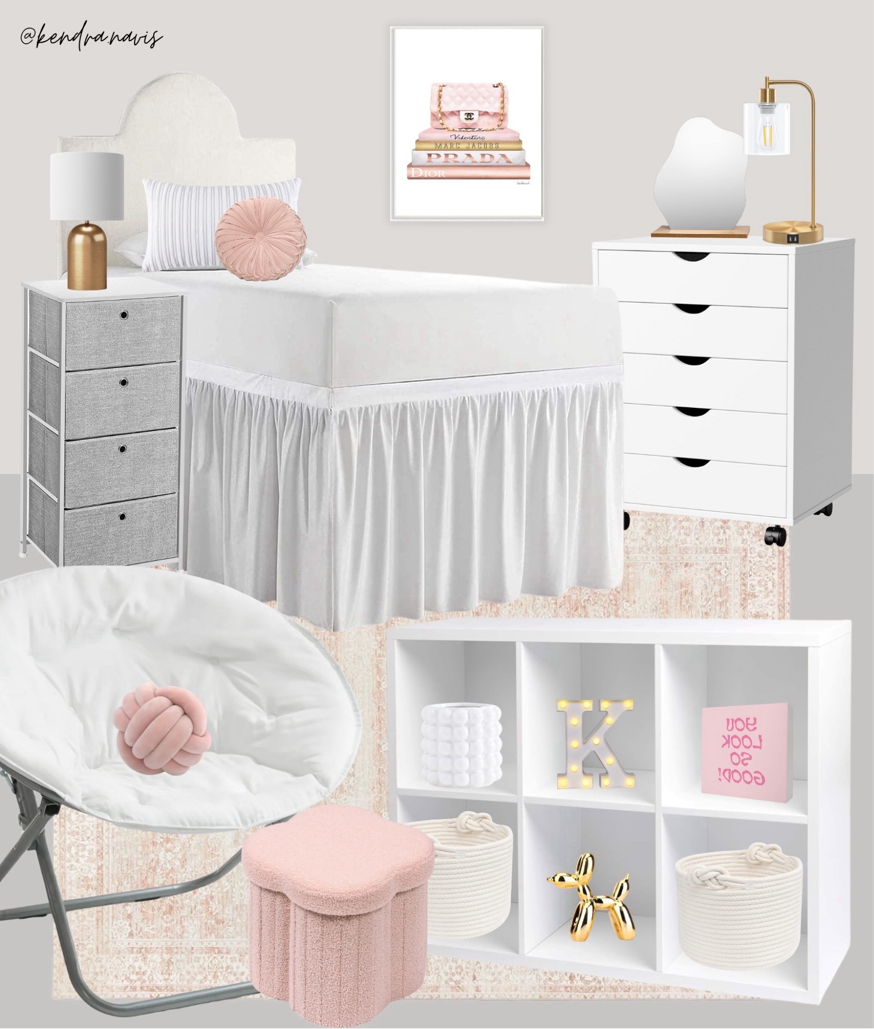Blush Pink & Gold College Dorm Room - Pink Girl Dorm, Teenage Girl Bedroom, Preppy Room Decor

#LTKhome