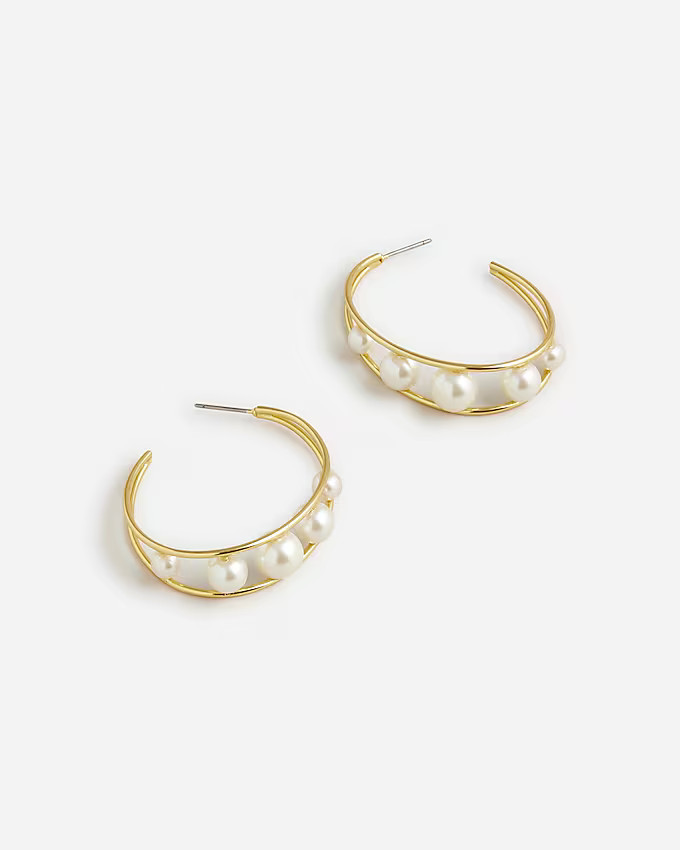 Pearl double-hoop earrings | J. Crew US