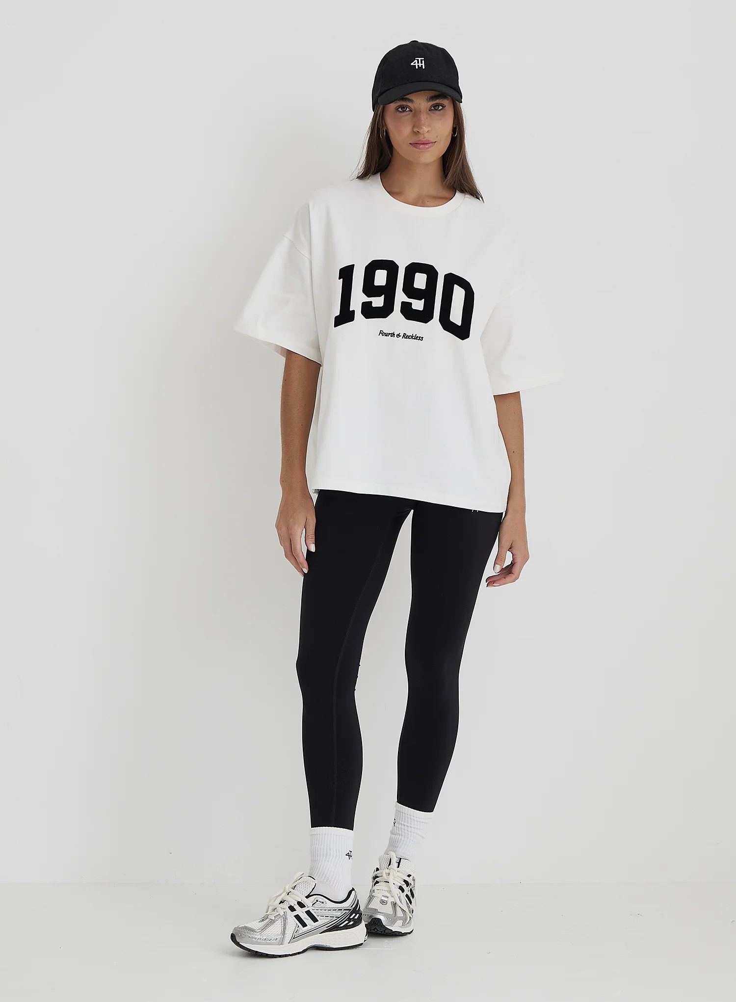 White 1990 Slogan Oversized T-Shirt- Oran | 4th & Reckless
