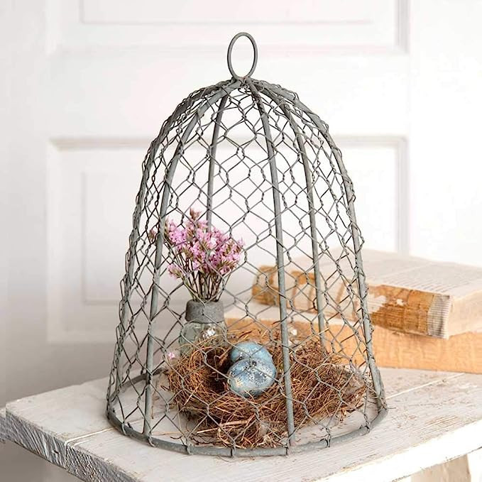 Colonial Tin Works 840045T Chicken Wire 10" Cloche Metal Rustic Farmhouse Gray | Amazon (US)