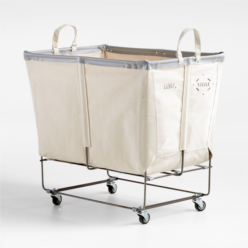 Steele Canvas 6-Bushel Elevated Rolling Laundry Hamper + Reviews | Crate & Barrel | Crate & Barrel