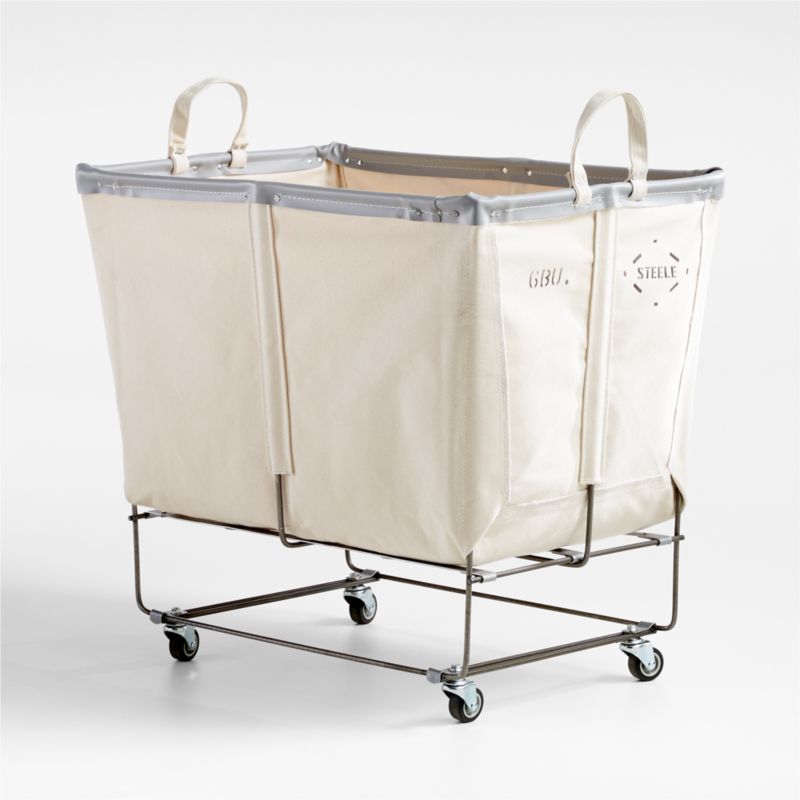 Steele 6-Bushel Canvas Elevated Laundry Basket + Reviews | Crate & Barrel | Crate & Barrel
