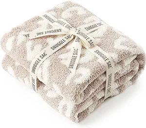 Snuggle Sac Leopard Throw Blanket for Couch Bed Sofa 50x60 inches, Reversible Beige Leopard Blank... | Amazon (US)