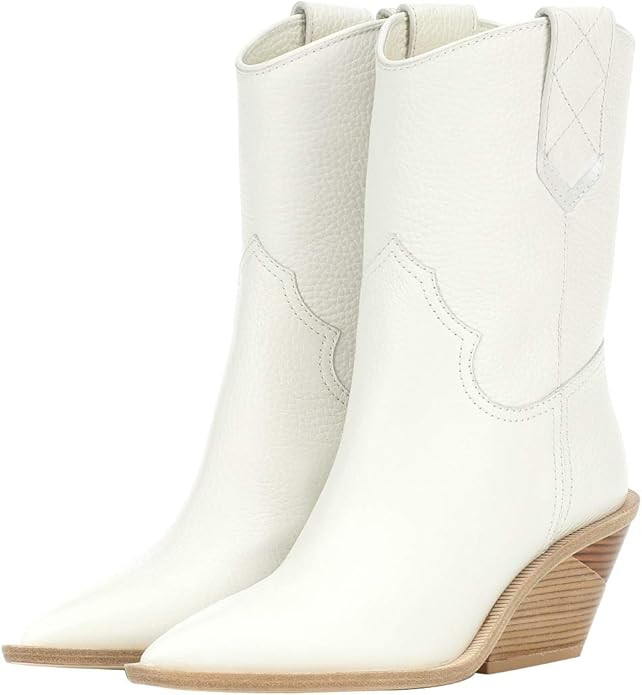 ARQA Womens Cowgirl Ankle Boot Cowboy Boots Wedge Heel Cowgirls Booties Mid Calf Combat Shoes | Amazon (US)