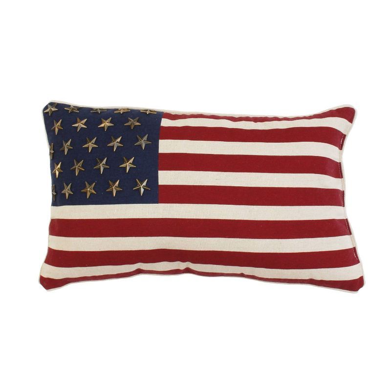12&#34;x20&#34; Oversize American Flag with Studs Lumbar Throw Pillow Red - Decor Therapy | Target