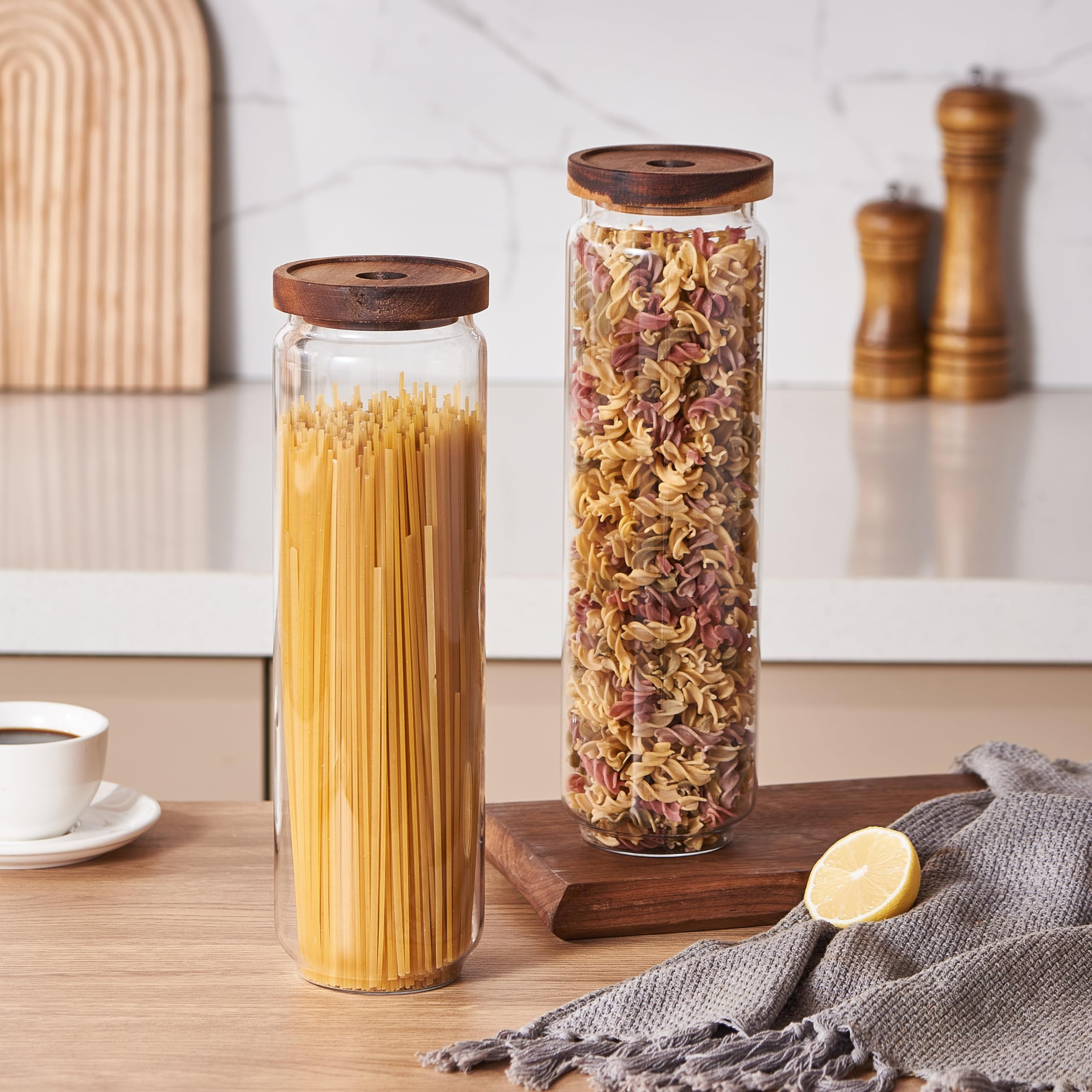 Eden & Willow Airtight Borosilicate Glass Kitchen Storage Jars with Acacia Wooden Lids, Food-Safe... | Amazon (UK)