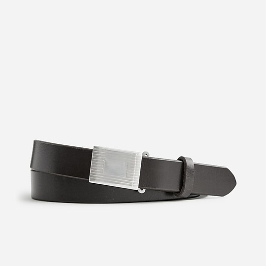 Classic leather belt with removable silver-plated buckle | J. Crew US
