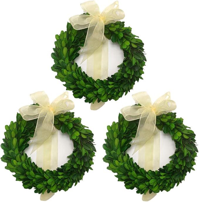 LMflorals Preserved Boxwood Wreath Decor 6 inch, Nature Real Handcrafted Boxwood Round Wreath Gre... | Amazon (US)