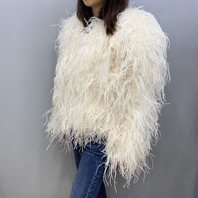 Ostrich Feather Coat Real Fur Coat Long Sleeve Feather Jacket Women's Coat  | eBay | eBay US
