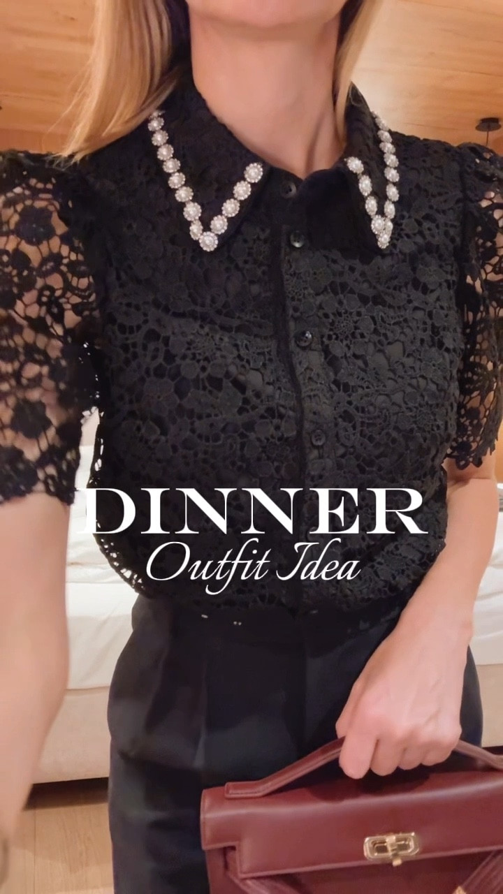 Dinner outfit idea!
Gorgeous lace top that is really feminine and elegant! Also perfect for the holiday
Fits true to size and I am wearing size small 


#LTKU #LTKootd #LTKHoliday