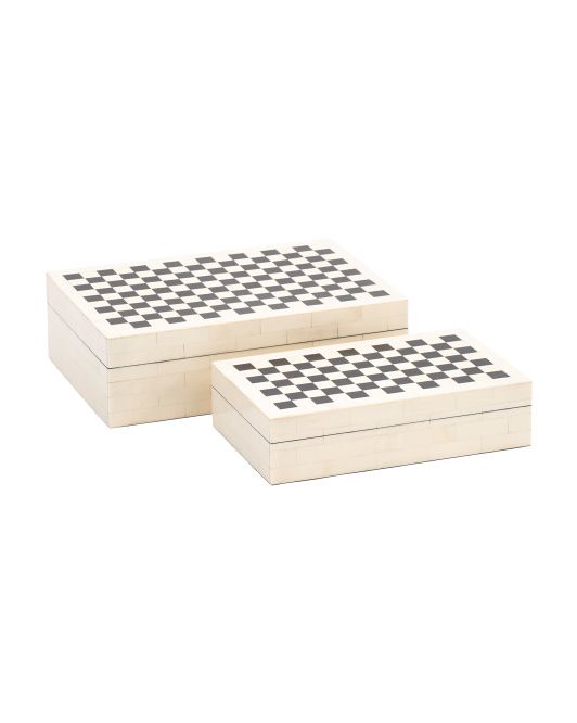 Set Of 2 Checkered Boxes | TJ Maxx
