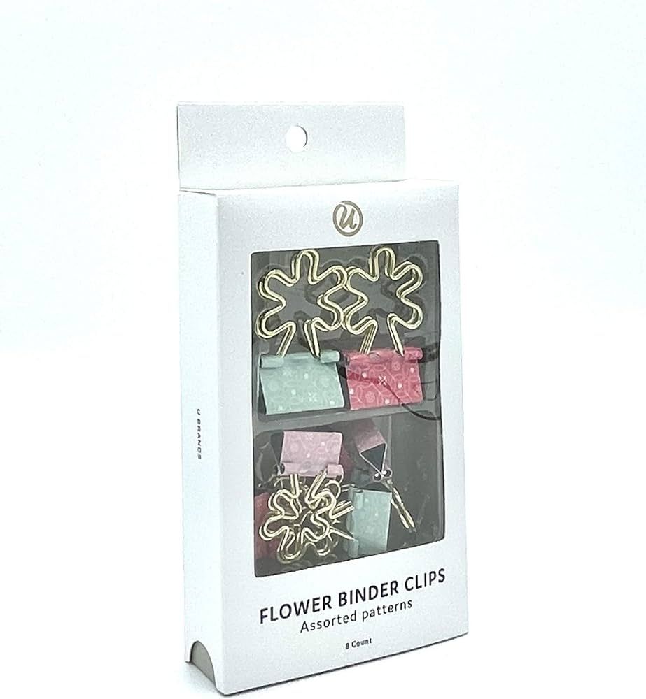 U Brands Flower Binder Clips - Assorted Patterns - Paper Clamps - Supplies for Home, Office, Desk... | Amazon (US)