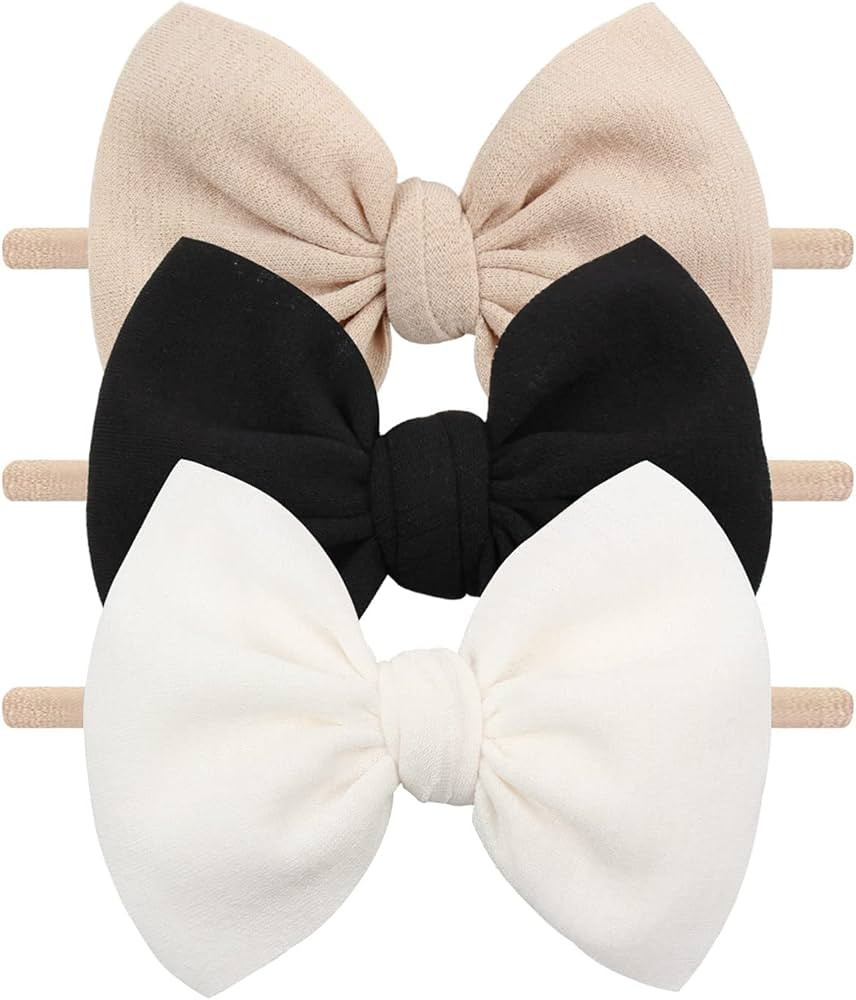 YanJie Baby Girls Nylon Headbands Newborn Bows Handmade Hair Hairbands Accessories for Infant Tod... | Amazon (US)