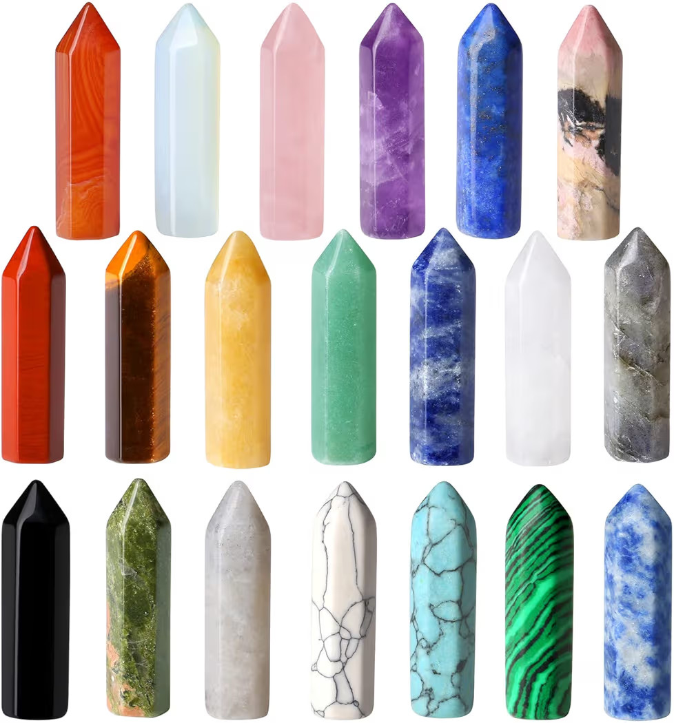 QINJIEJIE 20 PCS Healing Crystals Stones Sets Wands Bulk Natural Pocket Amethyst Crystal Rose Qua... | Amazon (US)