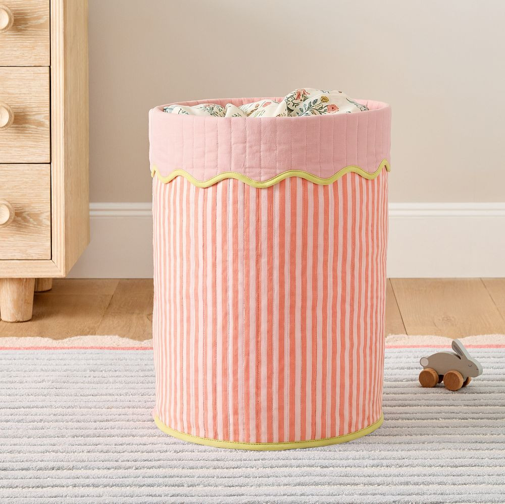 Pink Chicken Stripe Hamper | West Elm (US)