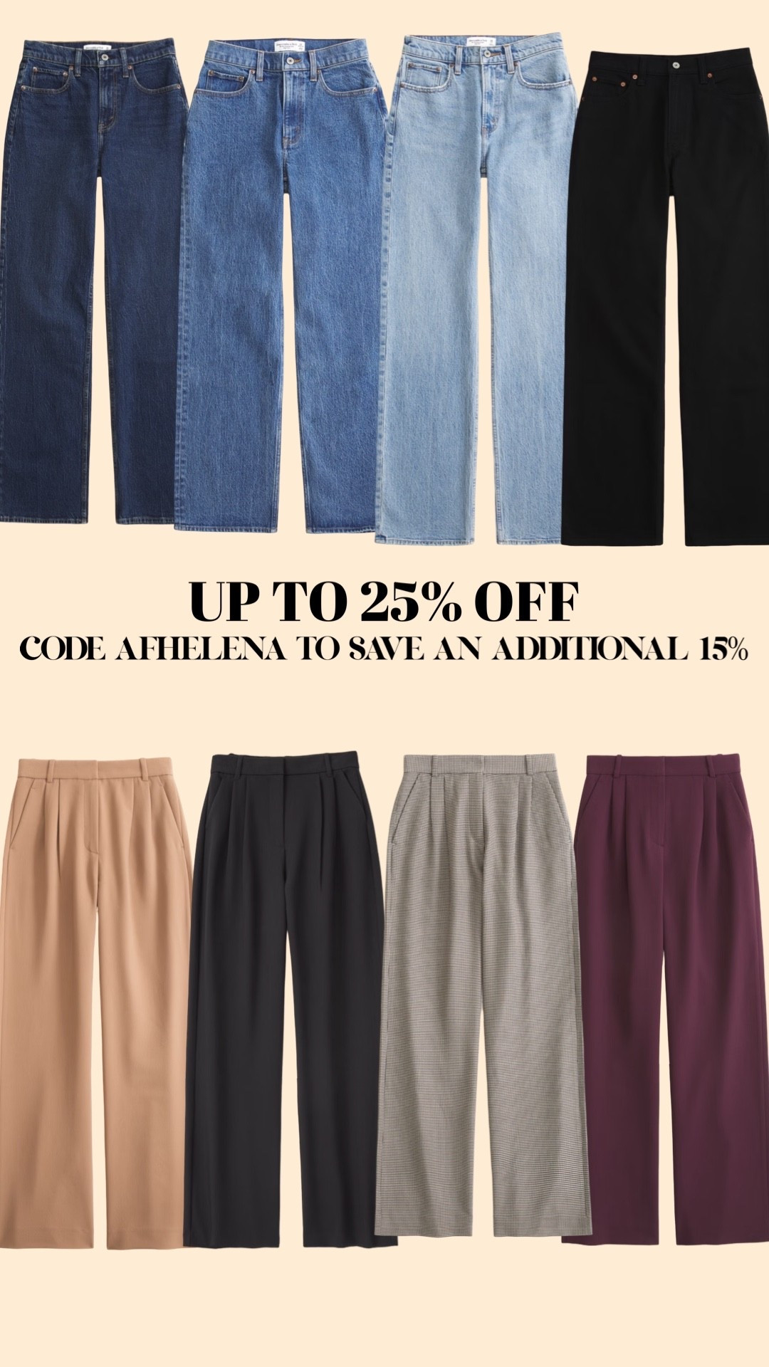 The BEST jeans and trousers on the market and I’ve tried a lot! Up to 25% off this weekend and you can use code AFHELENA to save an additional 15%! 

Abercrombie, jeans, workwear, office trousers 

#LTKuk #LTKautumn
